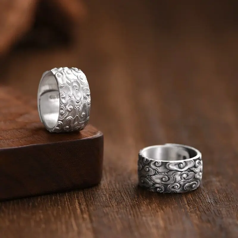 New999Sterling Silver Cloud Pattern Ring for Men, Fashionable Chinese Style Wide Open Adjustable Index Finger Ring, Vintage Gift
New999Sterling Silver Cloud Pattern Ring for Men, Fashionable Chinese Style Wide Open Adjustable Index Finger Ring, Vintage Gift