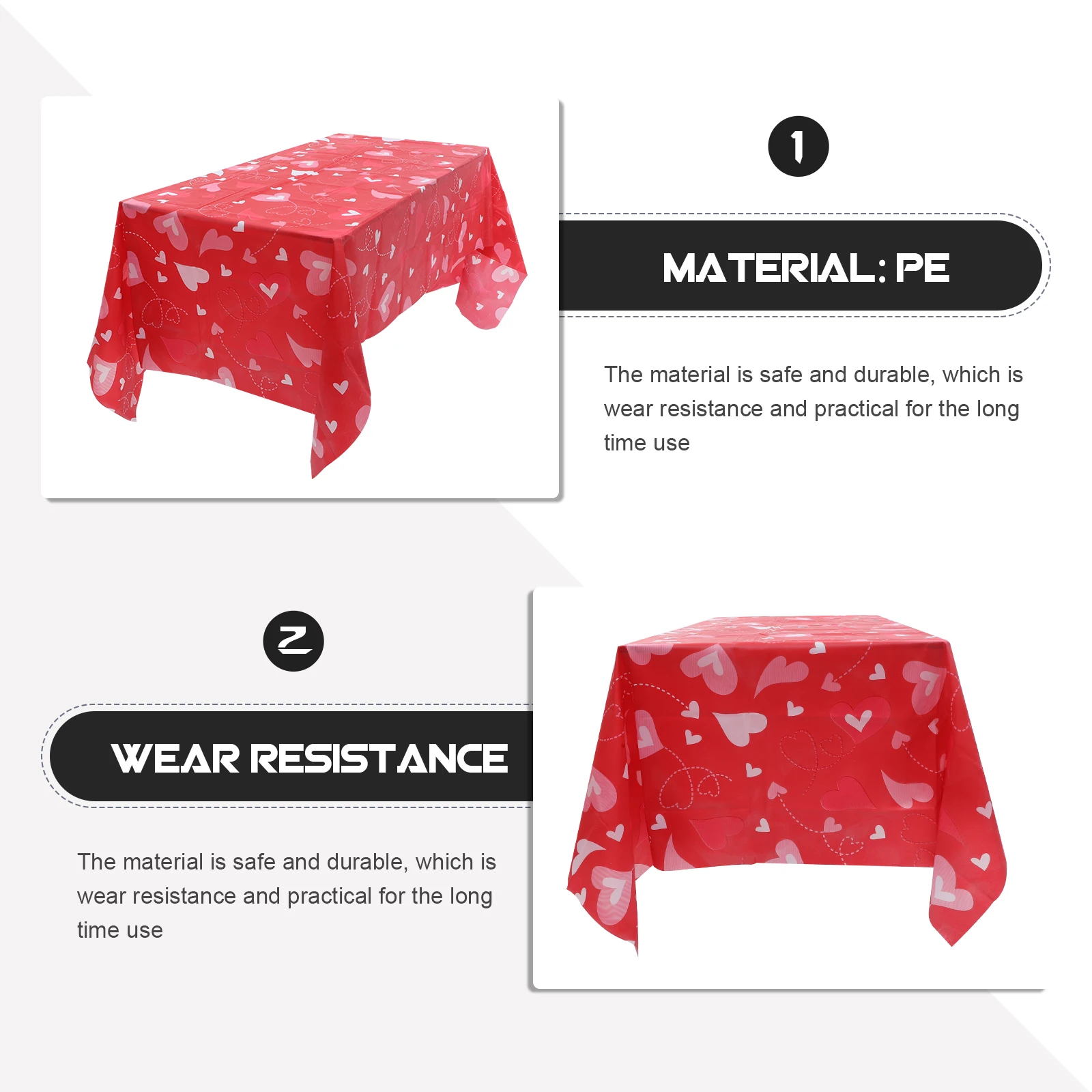 2pcs Valentine's Day Tablecloth 137x274CM Red Heart Decorative Plastic Cover for Parties Home Hotel Buffet Camping Theme Table
2pcs Valentine's Day Tablecloth 137x274CM Red Heart Decorative Plastic Cover for Parties Home Hotel Buffet Camping Theme Table