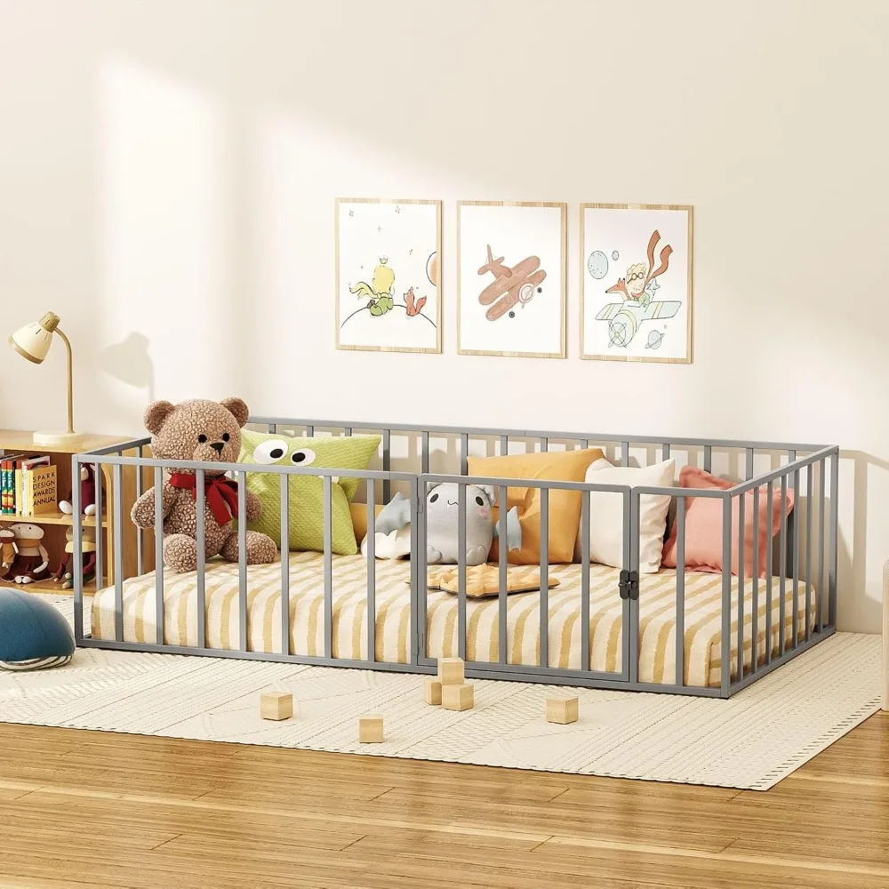 Twin Size Floor Bed Frame, Metal Montessori Platform Bed with Safety Guardrails Fence 77×41×21 Easy Assembly for Bedroom Playroo
Twin Size Floor Bed Frame, Metal Montessori Platform Bed with Safety Guardrails Fence 77×41×21 Easy Assembly for Bedroom Playroo