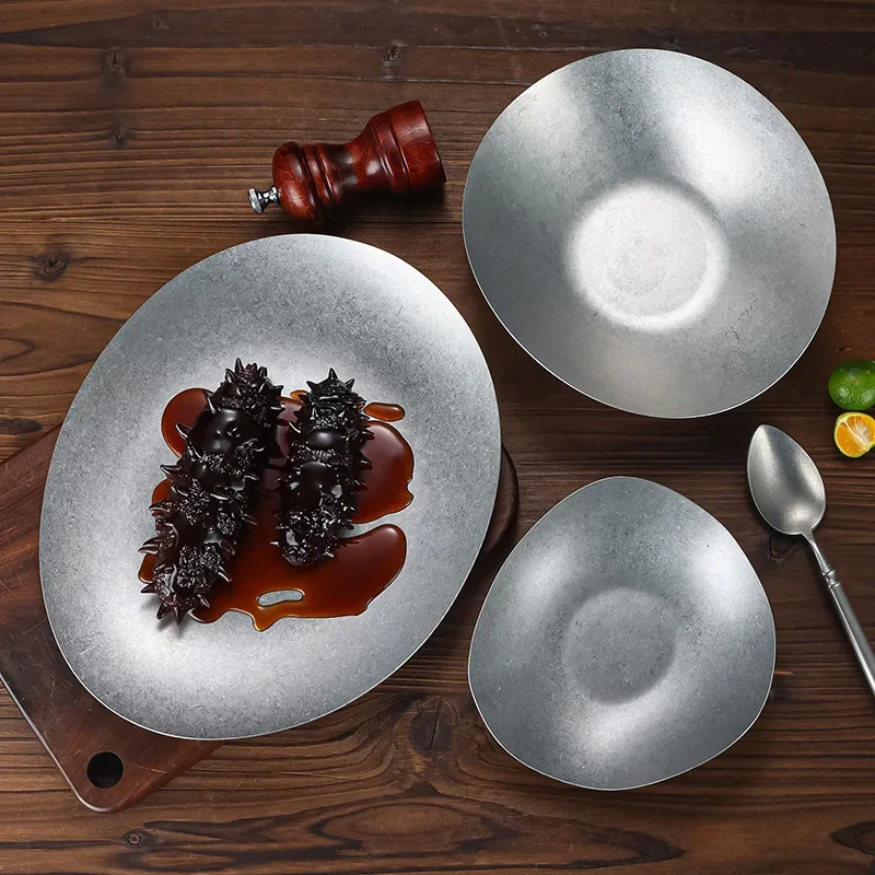 Irregular Stainless Steel Meal Plate Snack Spaghetti Barbecue Plate Western Food Plates French Restaurant Bone Dish Tableware
Irregular Stainless Steel Meal Plate Snack Spaghetti Barbecue Plate Western Food Plates French Restaurant Bone Dish Tableware