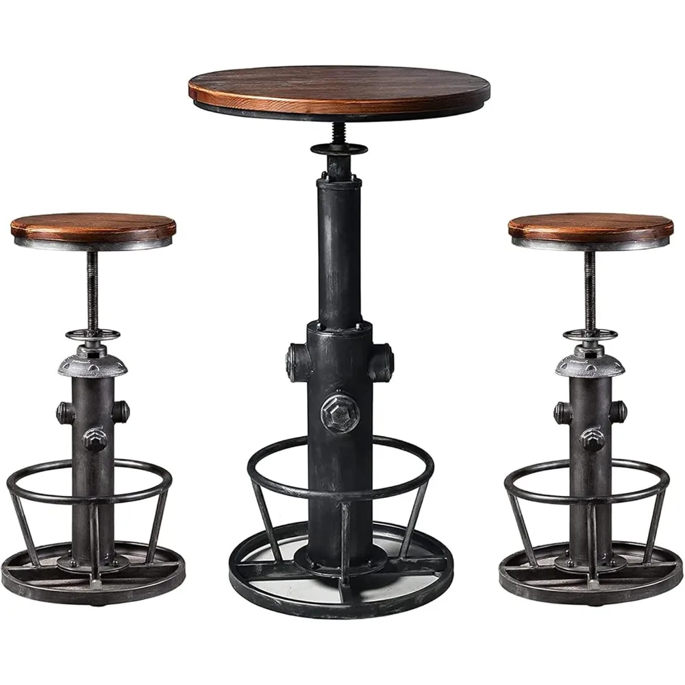 3-Piece Bar Table (38.6"-48.4") & 2 Bar Stools (24"-28") Set for Pub Kitchen Dining Living Party Bistro Breakfast, Swivel Top,
3-Piece Bar Table (38.6"-48.4") & 2 Bar Stools (24"-28") Set for Pub Kitchen Dining Living Party Bistro Breakfast, Swivel Top,