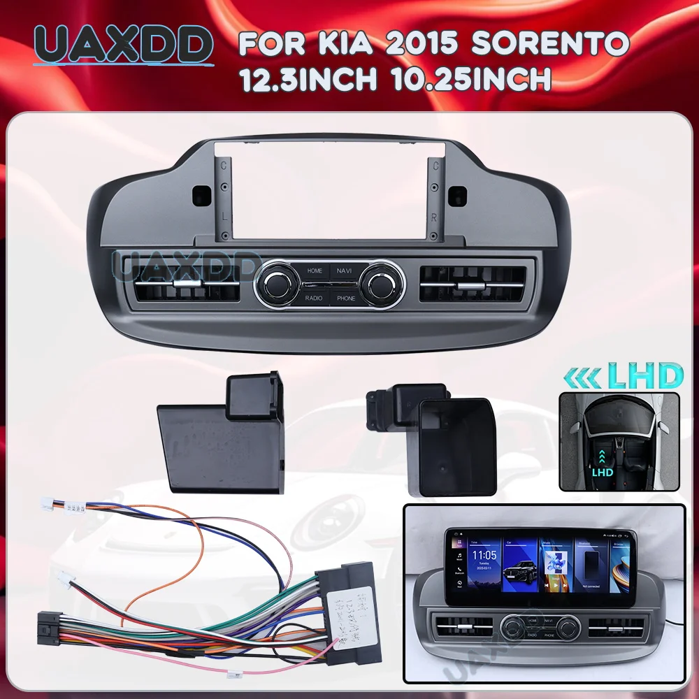 Рамка для автомагнитолы Android 12.3/10.25 дюймов для KIA Sorento 2015 (левый руль), 2 DIN, с проводкой и адаптером, центральная панель, комплект для установки в салон
Рамка для автомагнитолы Android 12.3/10.25 дюймов для KIA Sorento 2015 (левый руль), 2 DIN, с проводкой и адаптером, центральная панель, комплект для установки в салон