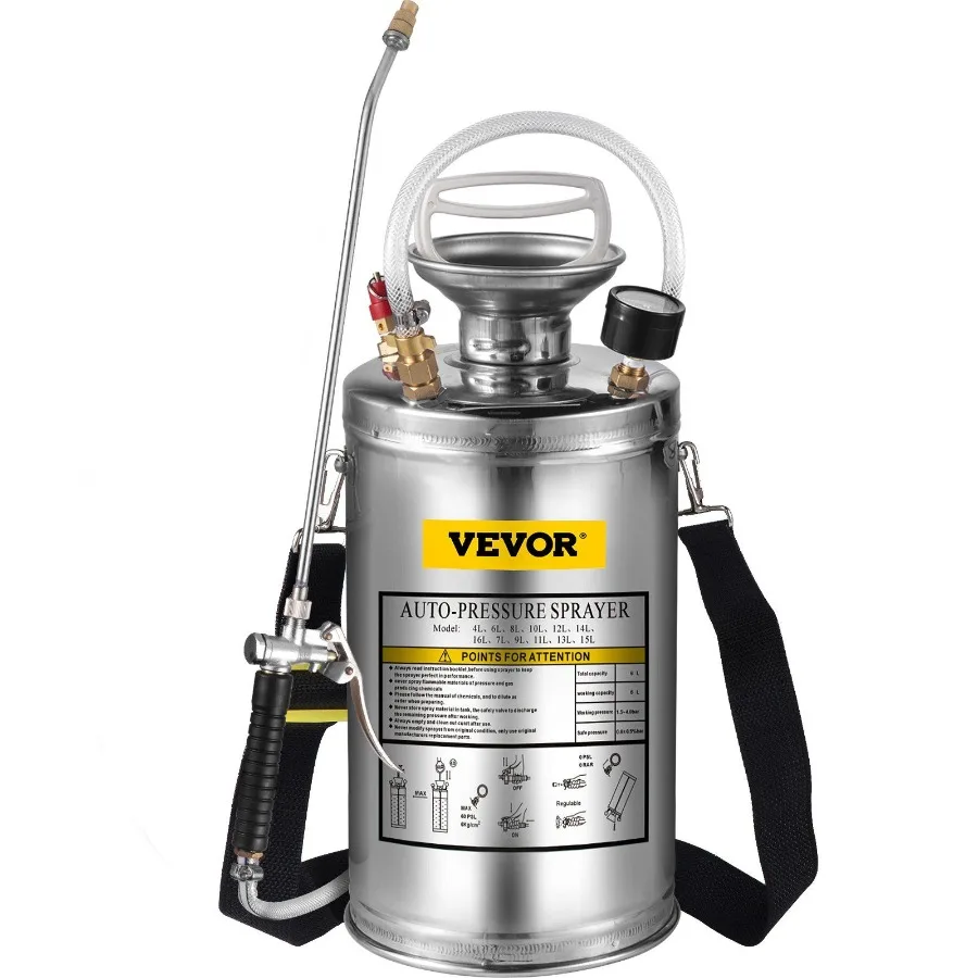 1.5Gal Stainless Steel Sprayer Set with 16 Wand Handle 3.3FT Reinforced Hose Hand Pump Sprayer with Pressure GaugeSafety Valve
1.5Gal Stainless Steel Sprayer Set with 16 Wand Handle 3.3FT Reinforced Hose Hand Pump Sprayer with Pressure GaugeSafety Valve