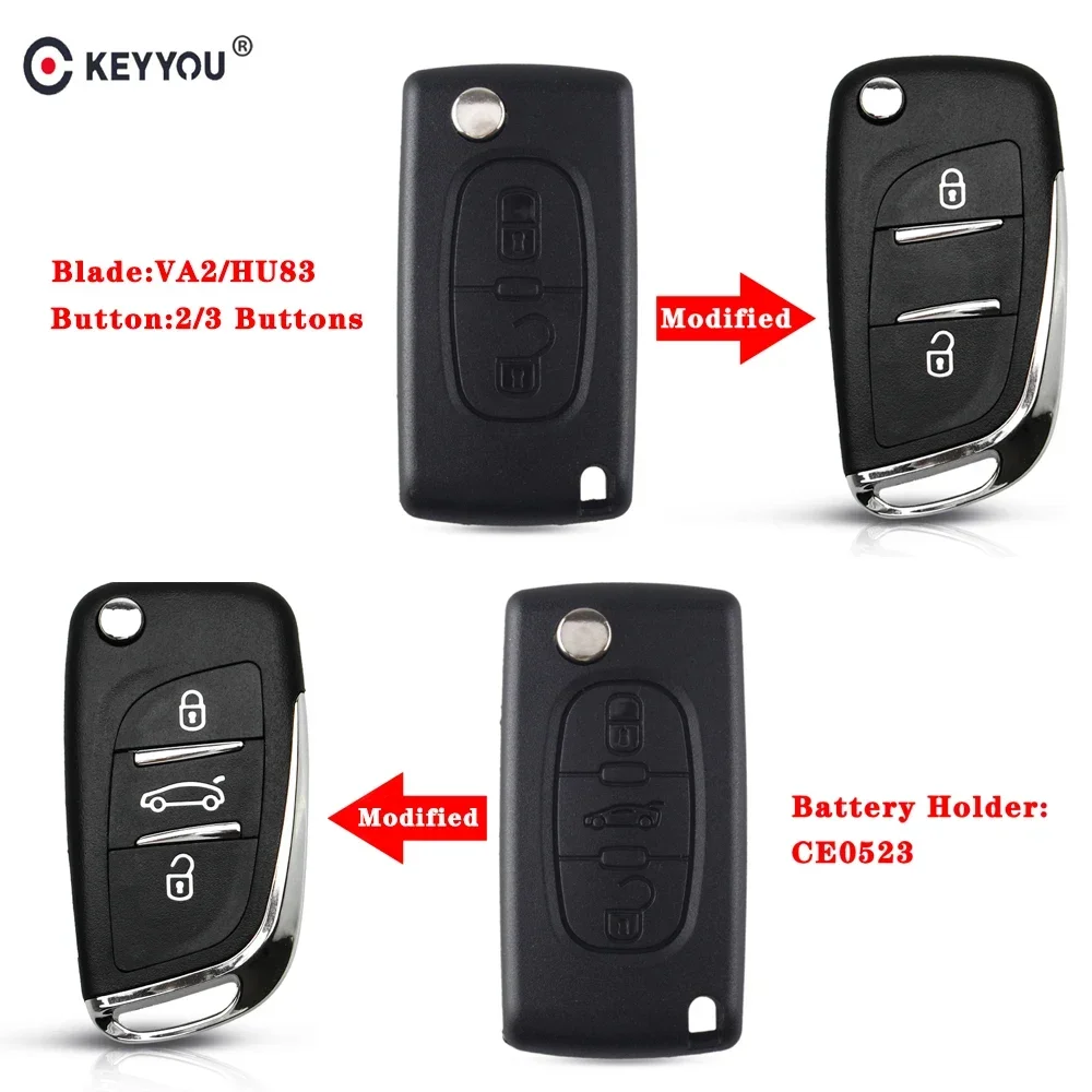 KEYYOU CE0523 2/3 Buttons Modified Flip Folding Car Key Shell Case For Peugeot 306 407 807 Partner For Citroen VA2/HU83 Blade
KEYYOU CE0523 2/3 Buttons Modified Flip Folding Car Key Shell Case For Peugeot 306 407 807 Partner For Citroen VA2/HU83 Blade