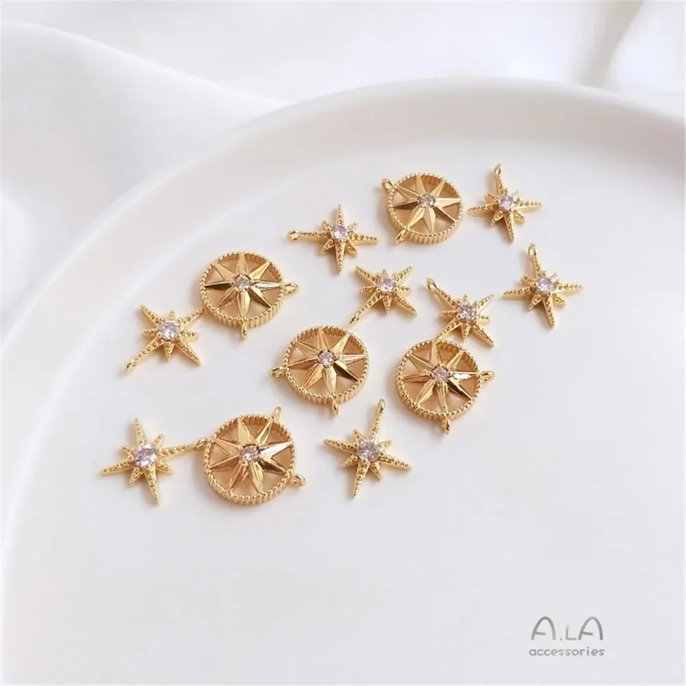Eight star lucky compass inlaid with pendant fittings 14K gold encased six star zircon bracelet necklace pendant
Eight star lucky compass inlaid with pendant fittings 14K gold encased six star zircon bracelet necklace pendant