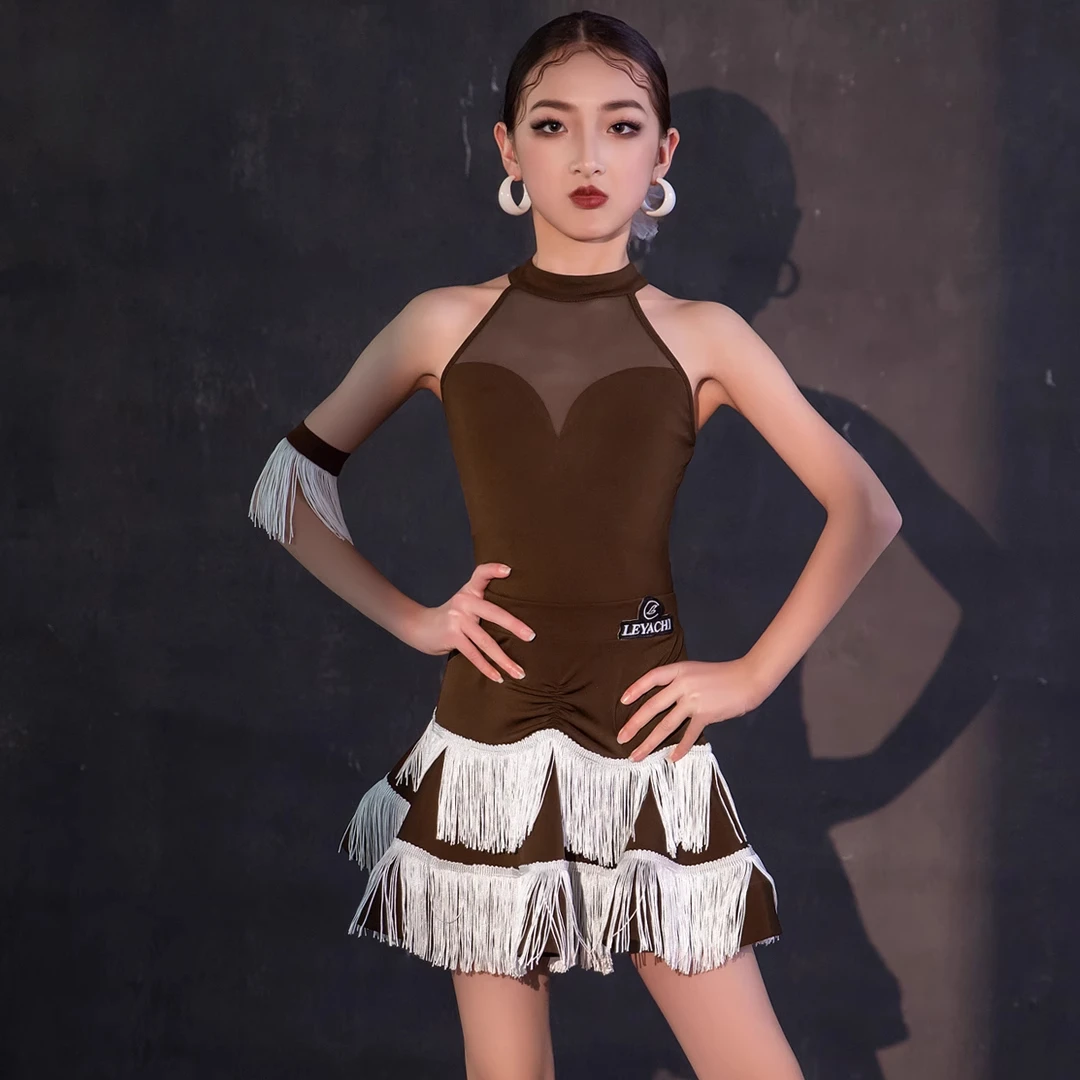 New Latin dance costumes for spring and summer, children's practice clothes, girls' dance, high-end performance clothes skirt
New Latin dance costumes for spring and summer, children's practice clothes, girls' dance, high-end performance clothes skirt