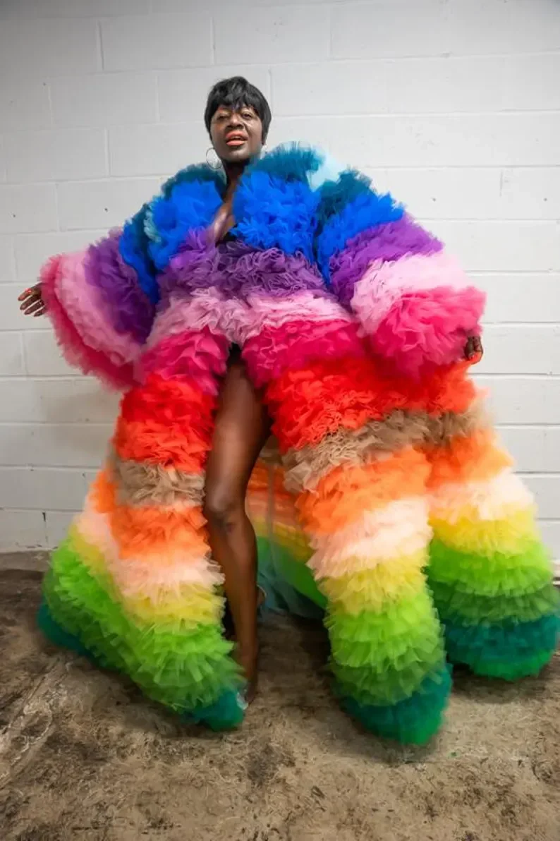 Multi Colored Ruffles Tulle Long Jacket Women Stage Show Jacket Dresses Big Volume Tulle Robe Outerwear custom color
Multi Colored Ruffles Tulle Long Jacket Women Stage Show Jacket Dresses Big Volume Tulle Robe Outerwear custom color