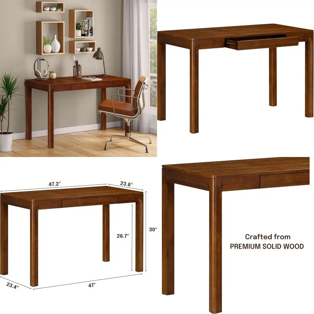 Modern Rectangular Wooden Desk with Concealed Drawer - Water and Heat Resistant, Dark Walnut Finish
Modern Rectangular Wooden Desk with Concealed Drawer - Water and Heat Resistant, Dark Walnut Finish