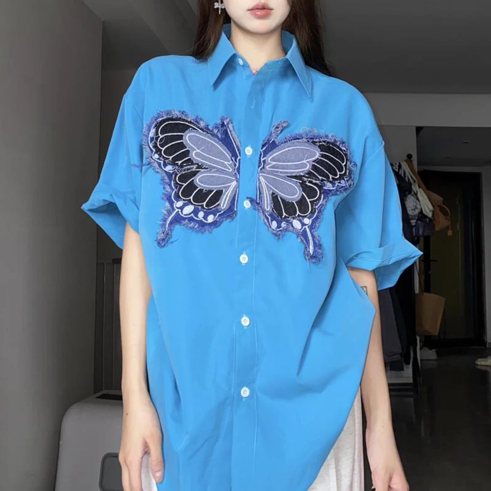 Pink butterfly long sleeved shirt for women in spring and autumn design, loose and casual niche front shoulder top
Pink butterfly long sleeved shirt for women in spring and autumn design, loose and casual niche front shoulder top