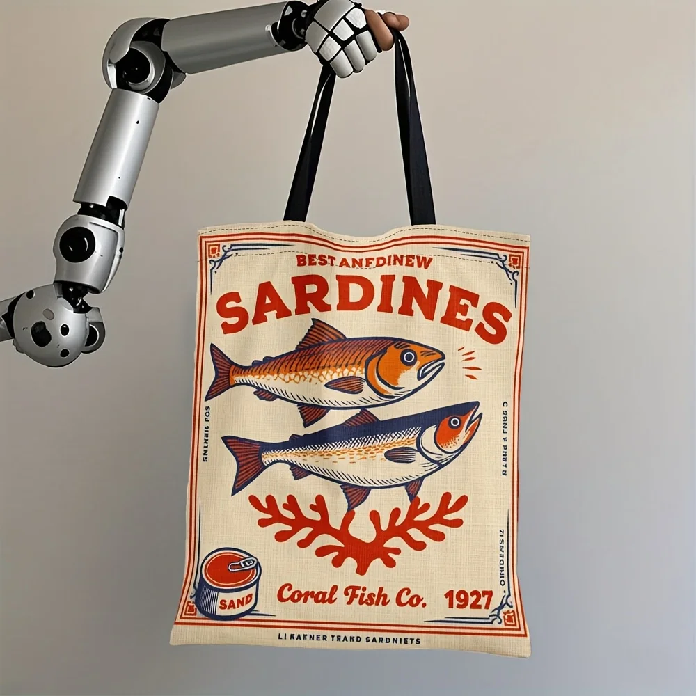 1pc Vintage Sardines Coral Fish Design Tote Bag Large Capacity Reusable Grocery Bag Polyester Foldable Shopping Tote for Women
1pc Vintage Sardines Coral Fish Design Tote Bag Large Capacity Reusable Grocery Bag Polyester Foldable Shopping Tote for Women