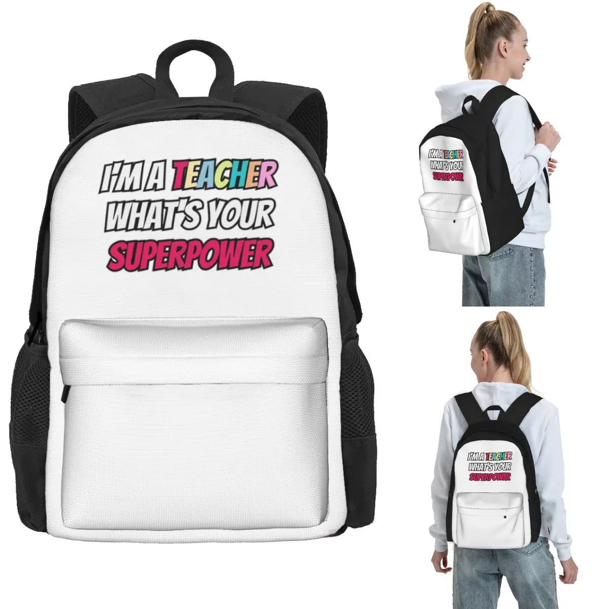 I'm A Teacher What's Your Superpower Backpack Hot Sale Daypack Large Capacity BookBag School Bag Shoulder Bags for Men Women
I'm A Teacher What's Your Superpower Backpack Hot Sale Daypack Large Capacity BookBag School Bag Shoulder Bags for Men Women