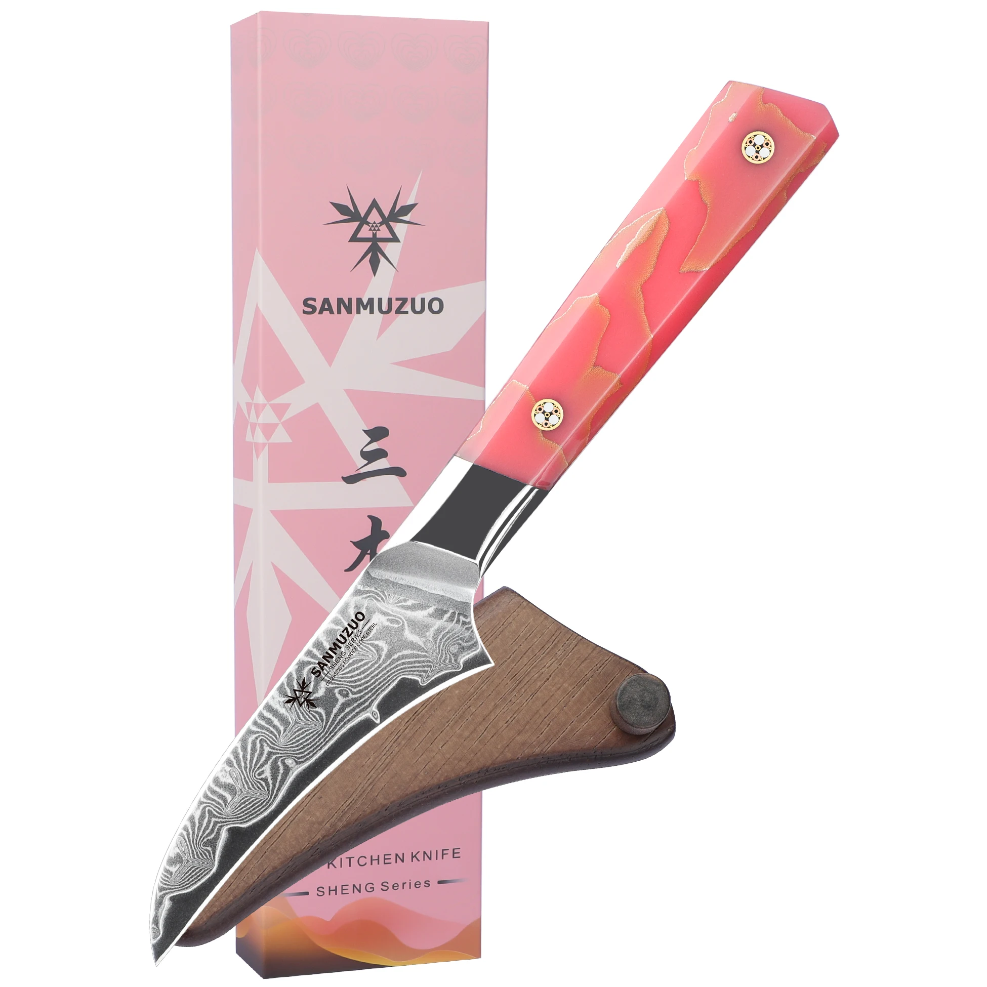 SANMUZUO 3,5-дюймовый нож для очистки овощей — серия SHENG — лезвие из дамасской порошковой стали с ручкой из смолы — нож для очистки фруктов и овощей
SANMUZUO 3,5-дюймовый нож для очистки овощей — серия SHENG — лезвие из дамасской порошковой стали с ручкой из смолы — нож для очистки фруктов и овощей