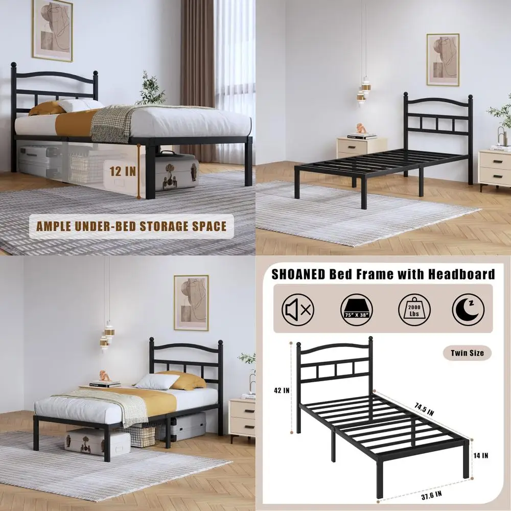 14-дюймовая металлическая кровать размера Twin с усиленным каркасом и стальными ламелями - не требует пружинного блока, простая сборка, бесшумная.
14-дюймовая металлическая кровать размера Twin с усиленным каркасом и стальными ламелями - не требует пружинного блока, простая сборка, бесшумная.