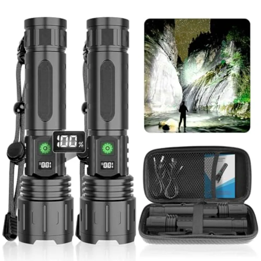 Rechargeable LED Flashlights High Lumens, 1500 Meters Super Bright Tactical Flashlight with 5 Modes, Waterproof, Powerful Handh
Rechargeable LED Flashlights High Lumens, 1500 Meters Super Bright Tactical Flashlight with 5 Modes, Waterproof, Powerful Handh