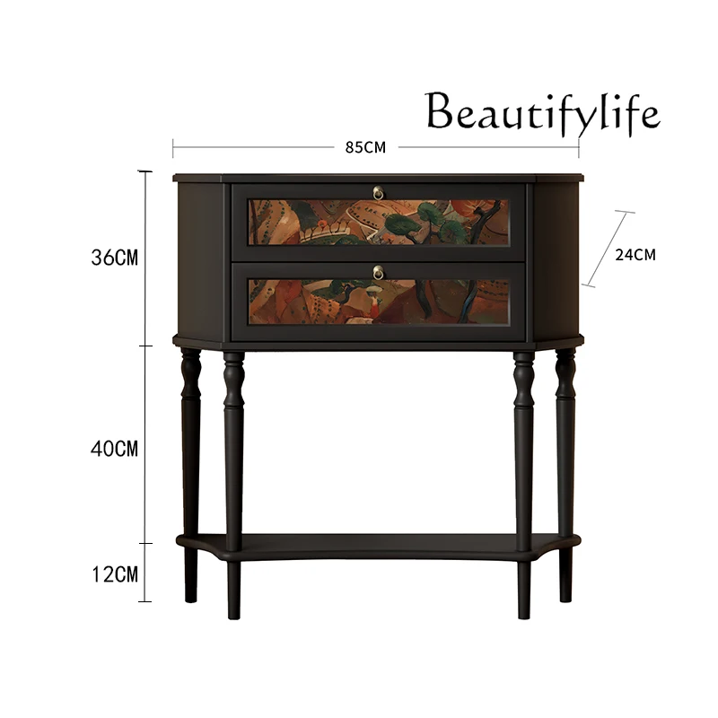 French medieval style living room dining room ultra-thin side table household simple solid wood porch cabinet
French medieval style living room dining room ultra-thin side table household simple solid wood porch cabinet