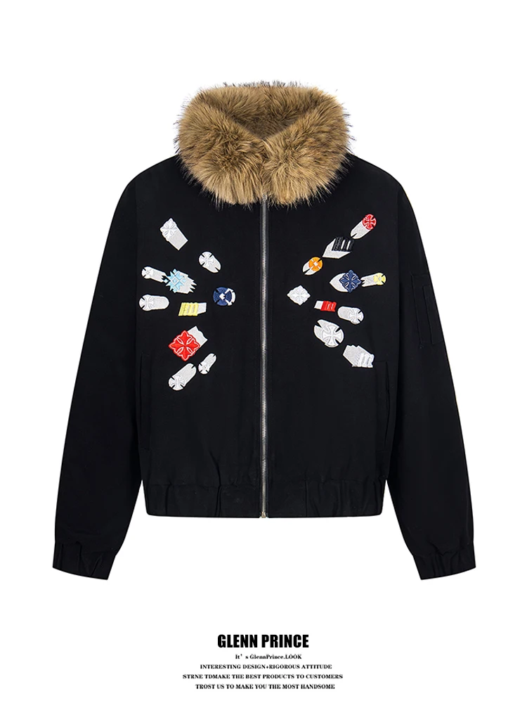 Warmth Insulated Hooded Cotton Jaet Men's ort Sle Faux Fur Collar Casual Streetwear Youth Faion Loose Fit Zipper Closure
Warmth Insulated Hooded Cotton Jaet Men's ort Sle Faux Fur Collar Casual Streetwear Youth Faion Loose Fit Zipper Closure