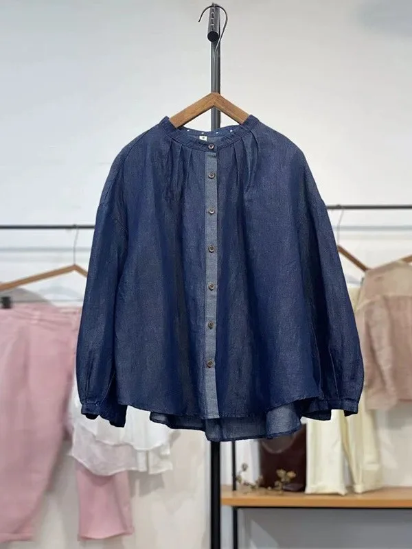 Retro Japanese Sle Women's Long Sve Denim irt Casual Loose Base Layer Top Trendy Cotton Breathable Comfortable Waed
Retro Japanese Sle Women's Long Sve Denim irt Casual Loose Base Layer Top Trendy Cotton Breathable Comfortable Waed