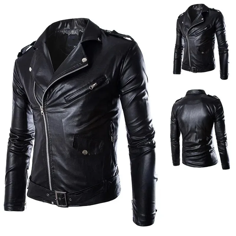Fashion PU Leather Jacket Men Buckle Zip Lapel Collar British Black White Punk Rock Outwear Coats 2023
Fashion PU Leather Jacket Men Buckle Zip Lapel Collar British Black White Punk Rock Outwear Coats 2023