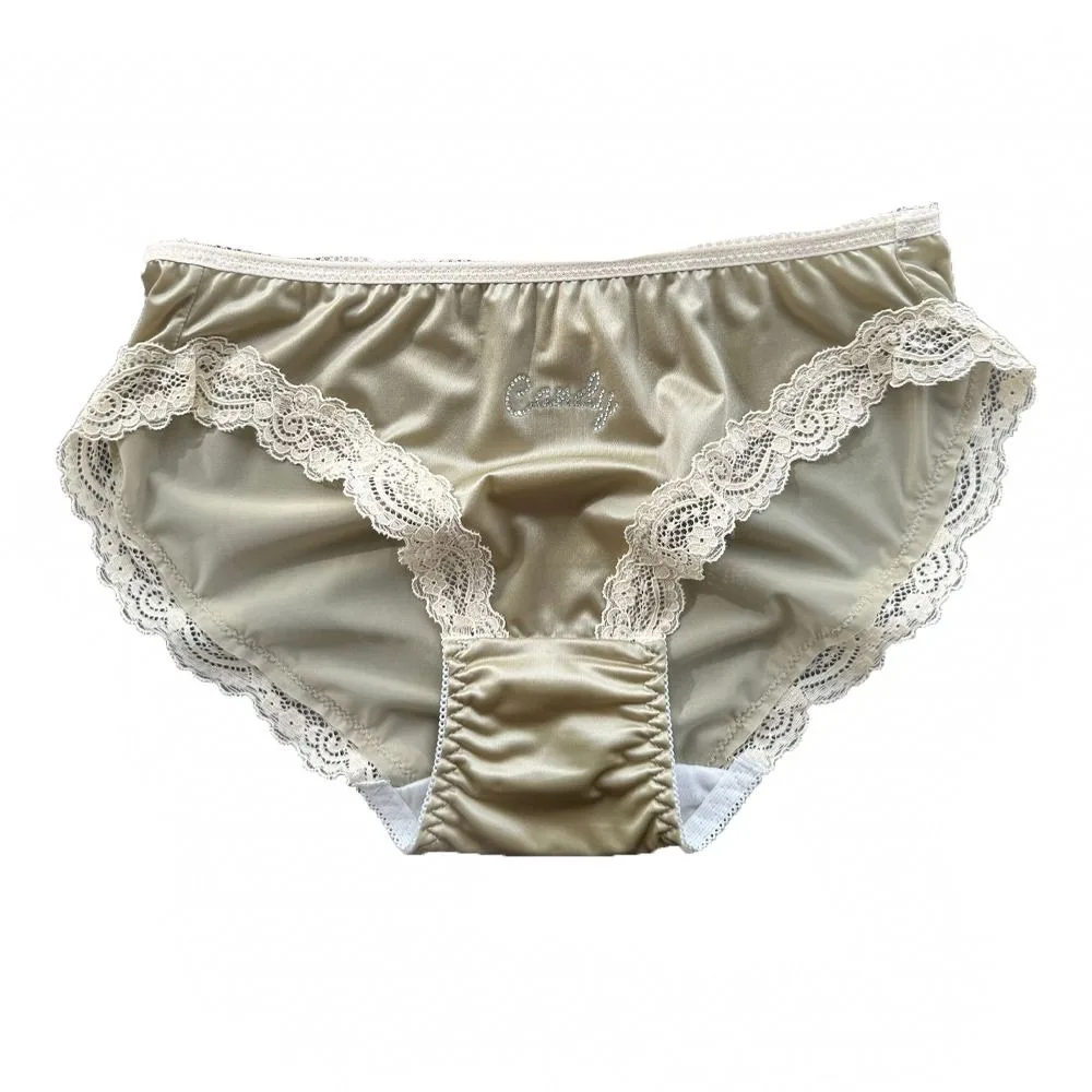 Crystal Letter Satin Silk Panties Mid Waist Underwear Rhinestone Lace Briefs Thin French Style Underpants for Women Girl
Crystal Letter Satin Silk Panties Mid Waist Underwear Rhinestone Lace Briefs Thin French Style Underpants for Women Girl