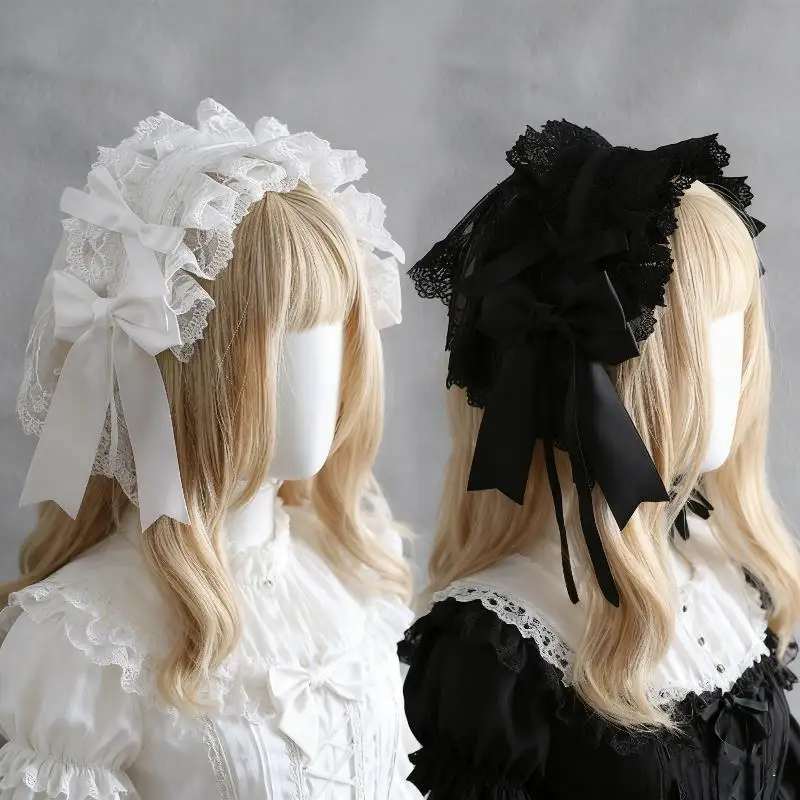 Lace Ruffled Headband Black White Gothic Lolita Headband Veil Lace Ribbon Bow Headdress Cute Sweet Cosplay Hair Accessories
Lace Ruffled Headband Black White Gothic Lolita Headband Veil Lace Ribbon Bow Headdress Cute Sweet Cosplay Hair Accessories