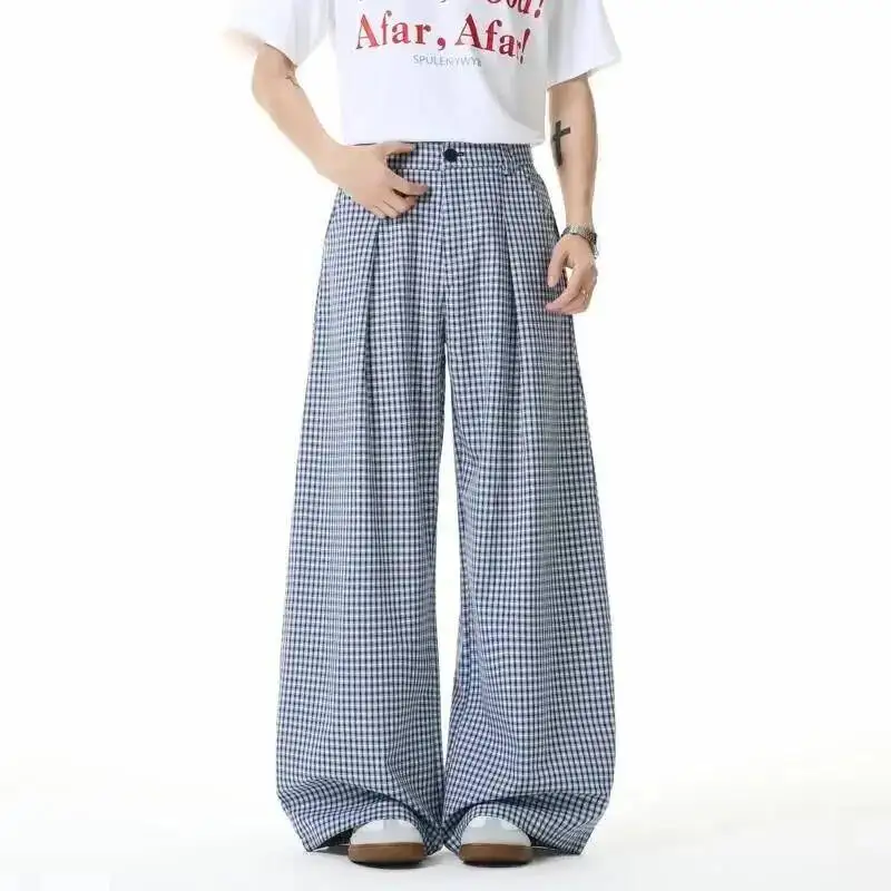 Old Money Style Men's Casual Blue Plaid Trousers Pleated Design Summer New Lightweight Relaxed Loose Wide Leg Pants 9XEF6W
Old Money Style Men's Casual Blue Plaid Trousers Pleated Design Summer New Lightweight Relaxed Loose Wide Leg Pants 9XEF6W