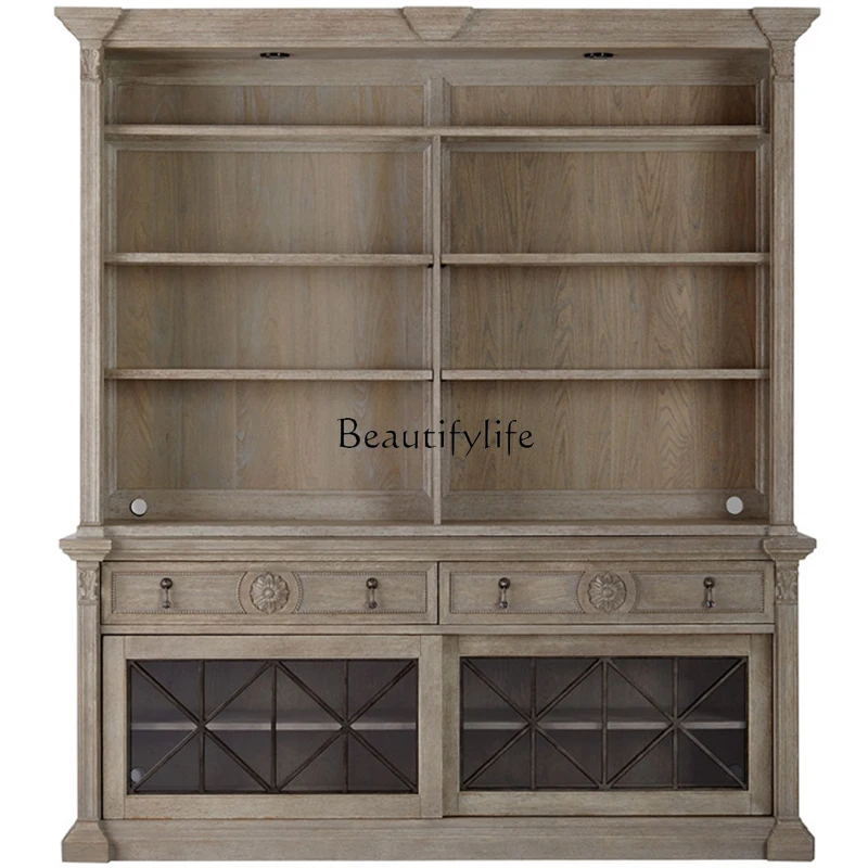 05-*American country oak old weathered gray meal side wine cupboard tea cabinet retro
05-*American country oak old weathered gray meal side wine cupboard tea cabinet retro