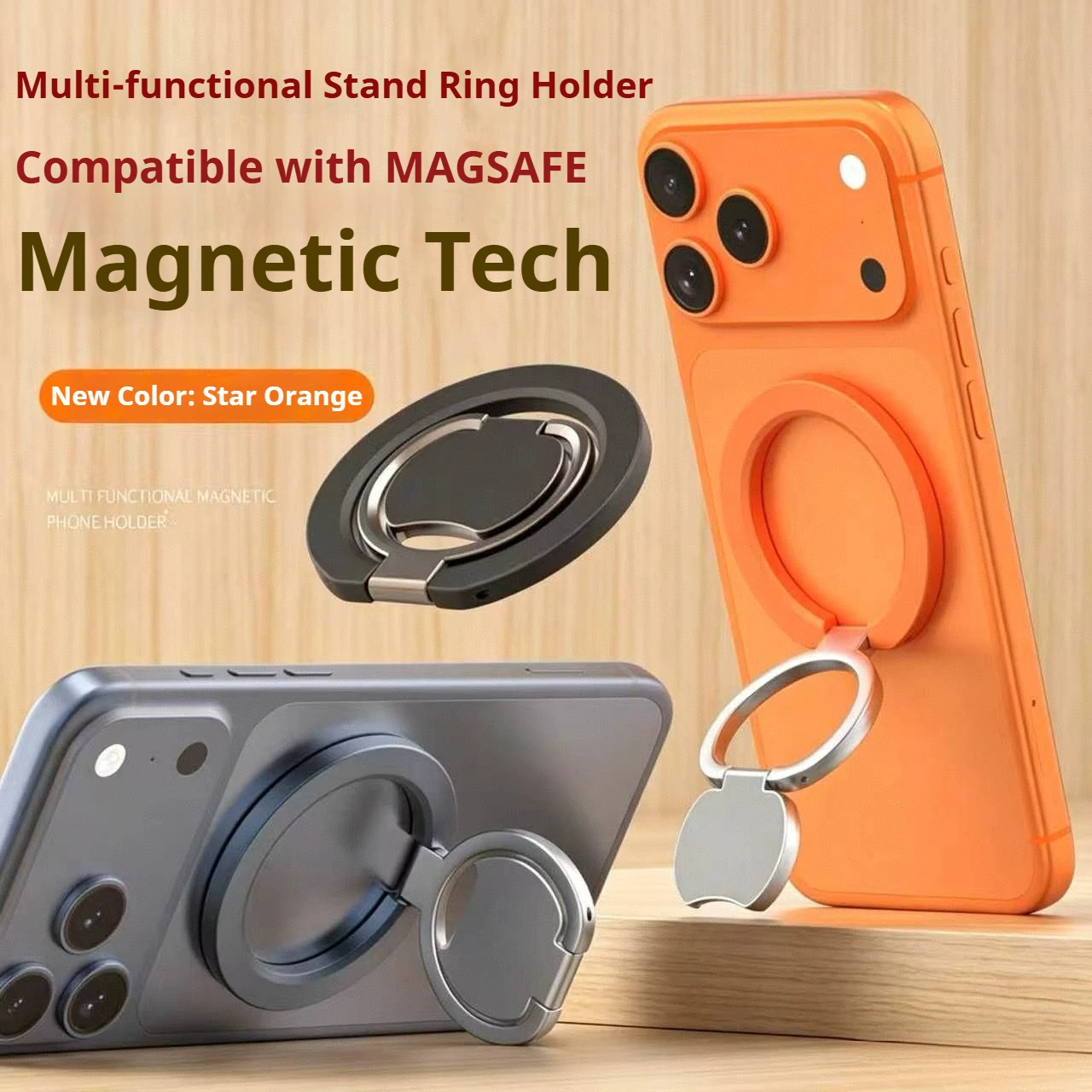 Multifunctional MagSafe Magnetic Phone Ring Holder Stand,Multi-scene compatible, double-sided magnetic, attachable anywhere
Multifunctional MagSafe Magnetic Phone Ring Holder Stand,Multi-scene compatible, double-sided magnetic, attachable anywhere