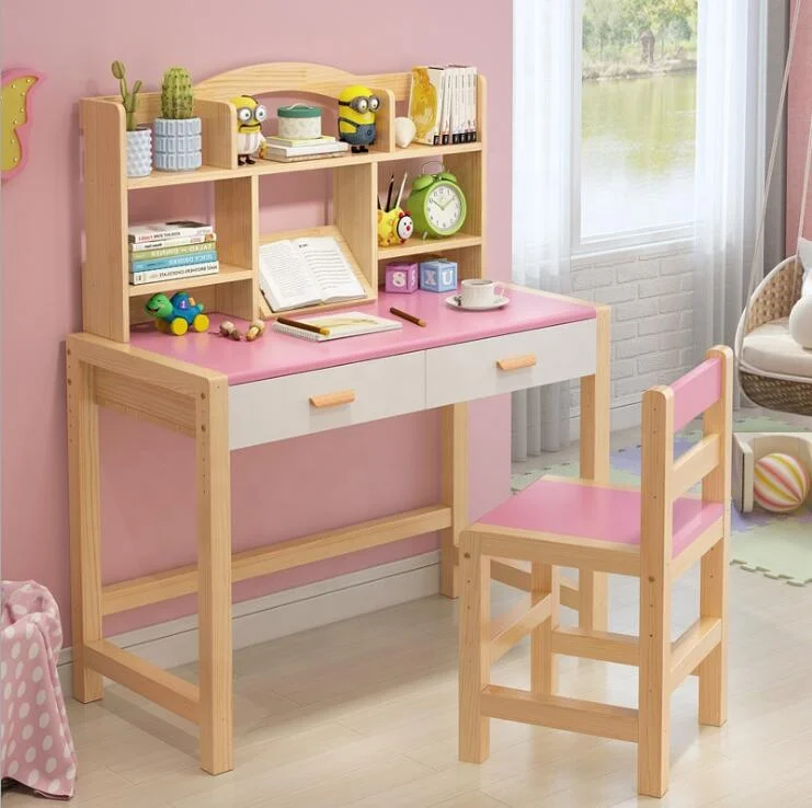 Solid Wooden Kids Study Table With Shelf and Chair Set for Children Furniture Set
Solid Wooden Kids Study Table With Shelf and Chair Set for Children Furniture Set