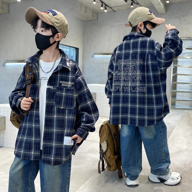 Loose Casual Korean Boy Long Sleeve Plaid Shirt for Children Spring Autumn Clothing Teenage Kids Cool Outerwear Age 5 To 14 Year
Loose Casual Korean Boy Long Sleeve Plaid Shirt for Children Spring Autumn Clothing Teenage Kids Cool Outerwear Age 5 To 14 Year