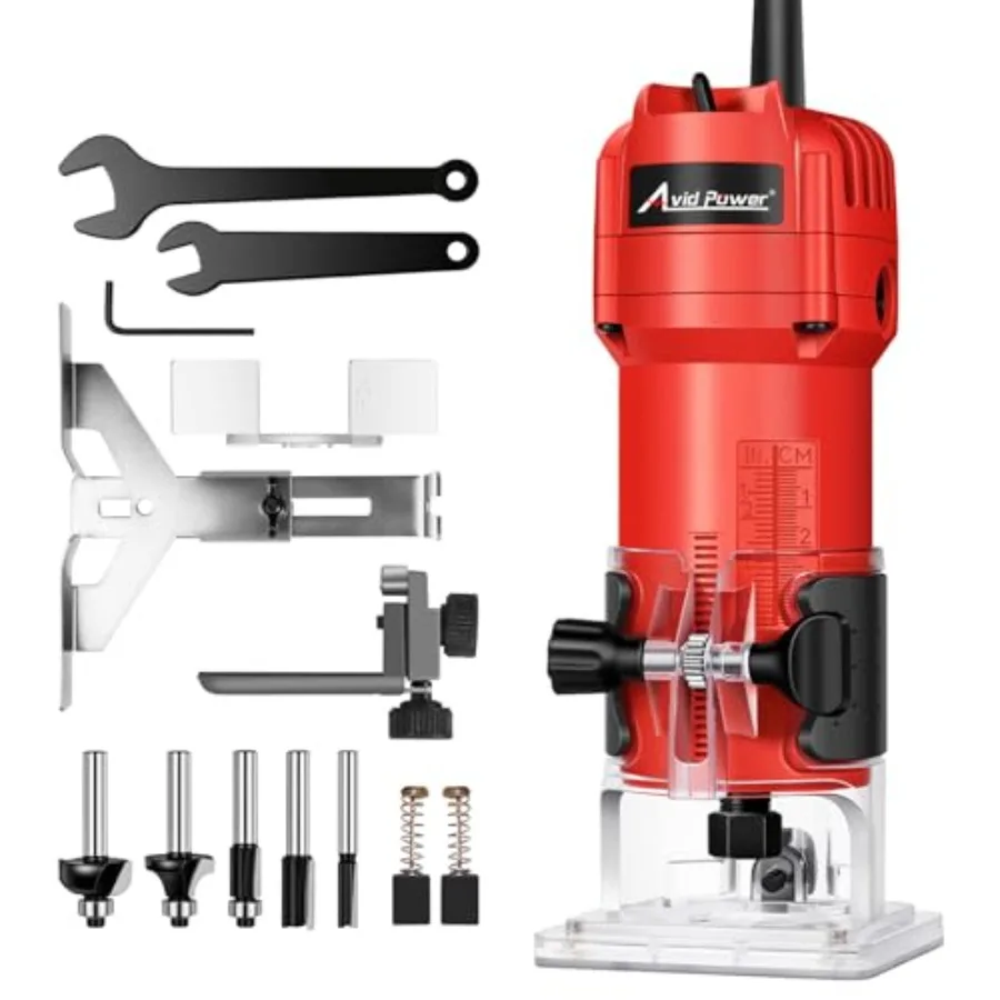 630W 5.3 Amp Wood Router Tool with Fixed Base Compact Router for Woodworking 35 000 RPM 1/4" collet and 5 Trim Bits Straight an
630W 5.3 Amp Wood Router Tool with Fixed Base Compact Router for Woodworking 35 000 RPM 1/4" collet and 5 Trim Bits Straight an