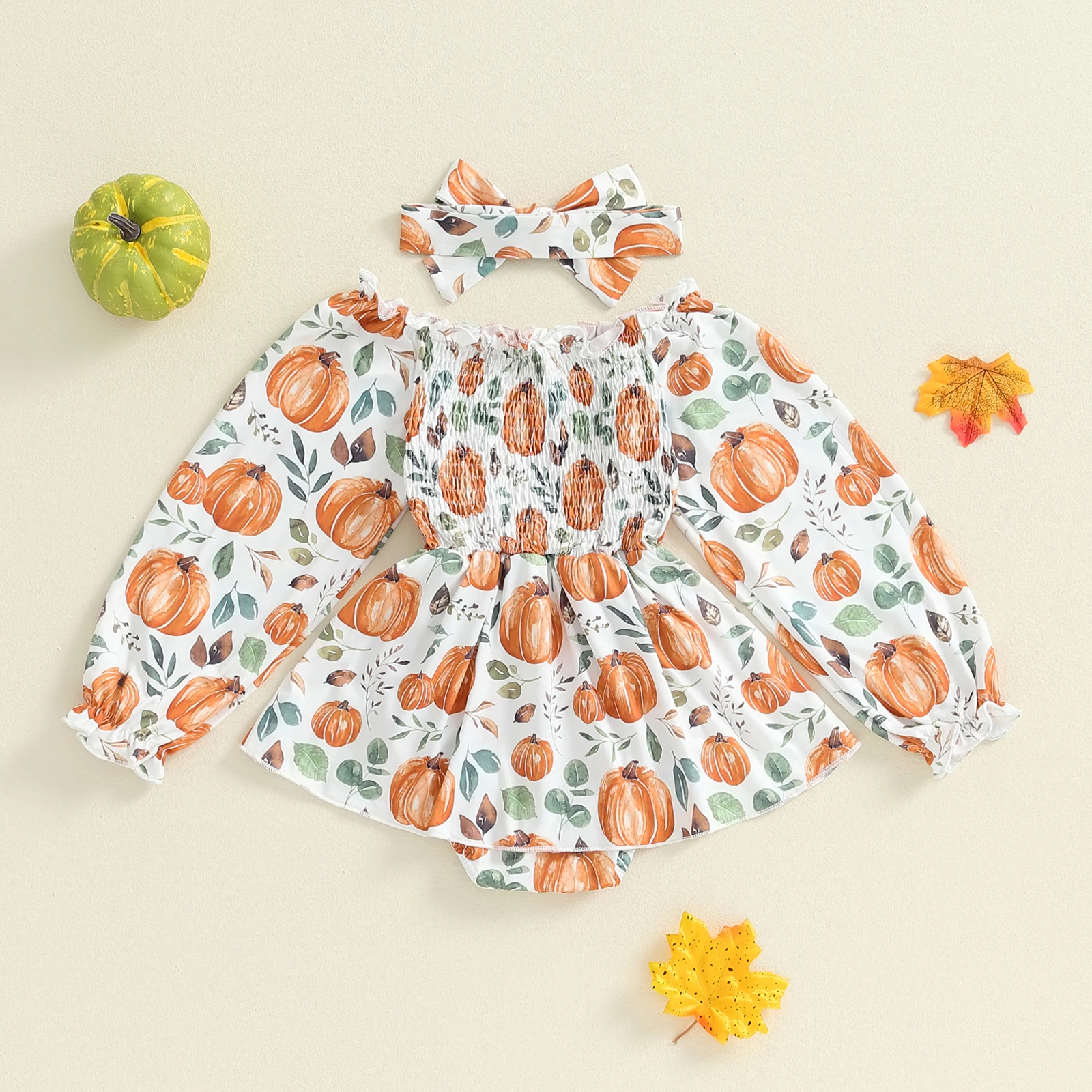 Newborn Infant Baby Girl Romper Pumpkin Floral Print Long Sleeve Romper Headband Outfit Costumes
Newborn Infant Baby Girl Romper Pumpkin Floral Print Long Sleeve Romper Headband Outfit Costumes