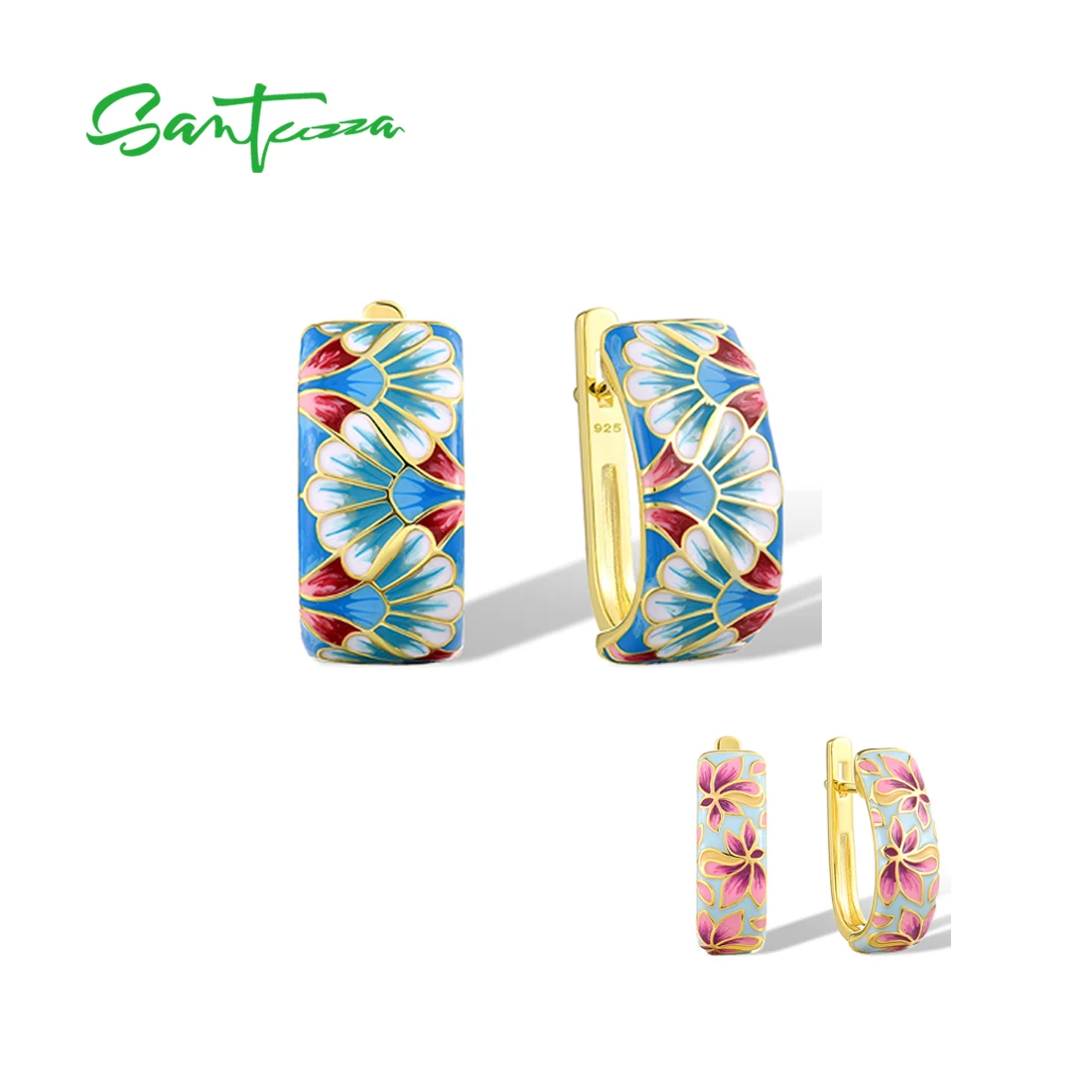 SANTUZZA Genuine 925 Sterling Silver Earrings For Women Vintage Enamel Floral Delicate Pastel Clip-On Fine Jewelry Handmade
SANTUZZA Genuine 925 Sterling Silver Earrings For Women Vintage Enamel Floral Delicate Pastel Clip-On Fine Jewelry Handmade