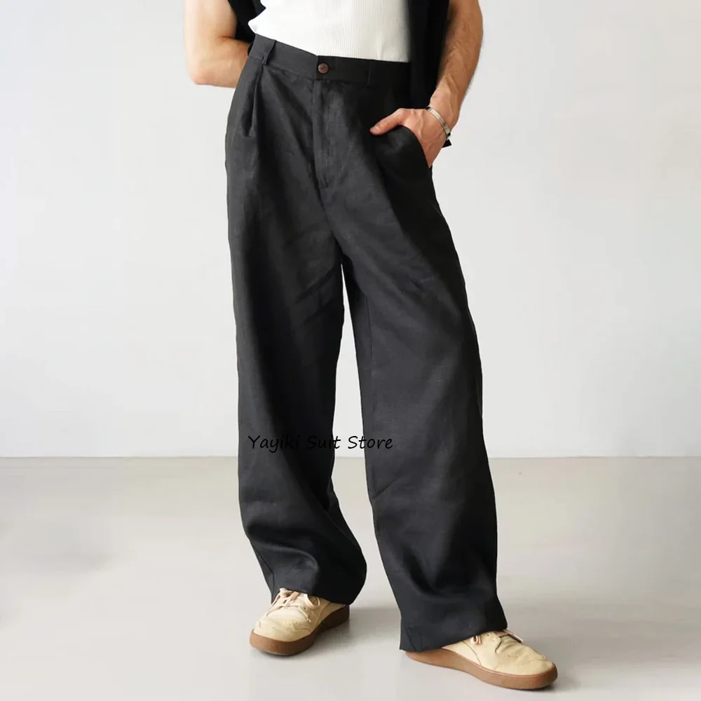 Casual Pants Men's Wide-leg Trouser for Man Trousers Solid Color Linen Fabric Comfortable Loose Fit Straight Work Tailoring
Casual Pants Men's Wide-leg Trouser for Man Trousers Solid Color Linen Fabric Comfortable Loose Fit Straight Work Tailoring