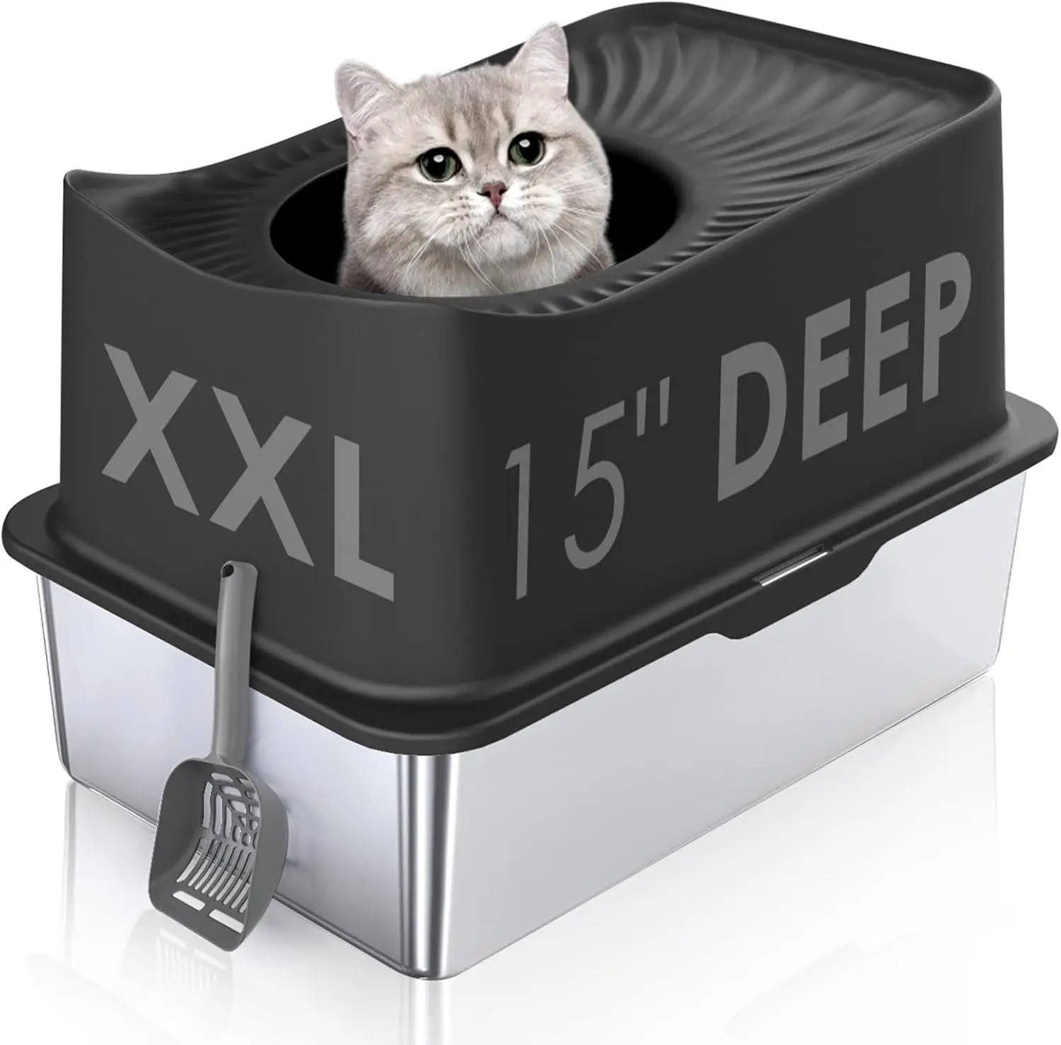 Stainless Steel Top Entry Cat Litter Box with Lid, Extra Large Enclosed Pan for High Peeing Cats, Easy Cleaning
Stainless Steel Top Entry Cat Litter Box with Lid, Extra Large Enclosed Pan for High Peeing Cats, Easy Cleaning