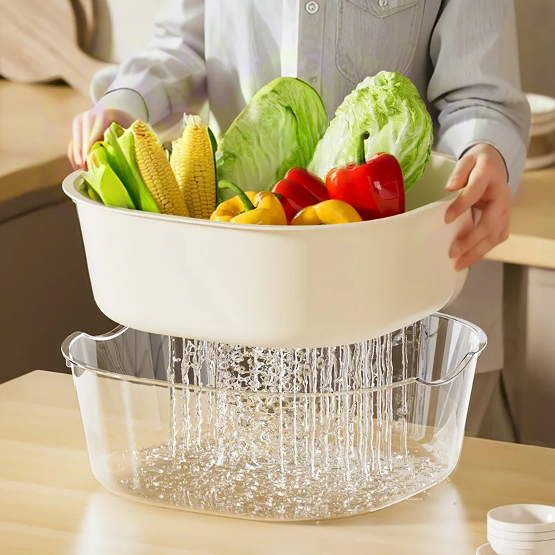Vegetable basin Double drain basket Household kitchen Living room vegetable basket Vegetable basin drain basket
Vegetable basin Double drain basket Household kitchen Living room vegetable basket Vegetable basin drain basket