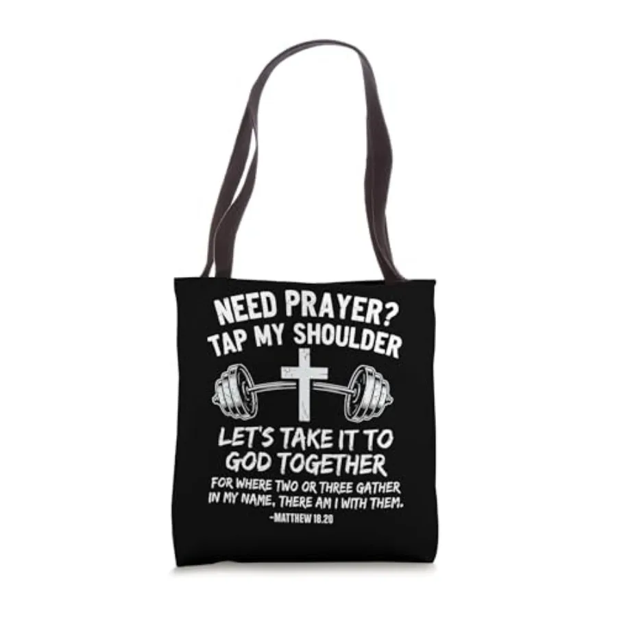 Need Prayer Tap My Shoulder Gym Workout Faith Tote Bag
Need Prayer Tap My Shoulder Gym Workout Faith Tote Bag