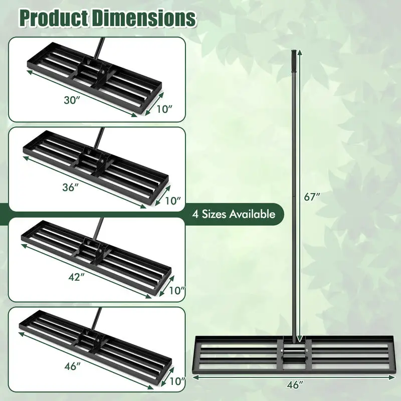 Lawn Leveling Rake 46 x 10 Inch Heavy Duty Lawn Level Tool for Soil-Black
Lawn Leveling Rake 46 x 10 Inch Heavy Duty Lawn Level Tool for Soil-Black