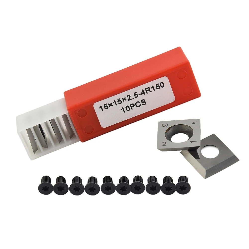 10PCS Wood Turning Tool With 10PCS Screws Replacement 15x15x2.5mm R150 Carbide Tipped Blades For Wood Turning Tools
10PCS Wood Turning Tool With 10PCS Screws Replacement 15x15x2.5mm R150 Carbide Tipped Blades For Wood Turning Tools