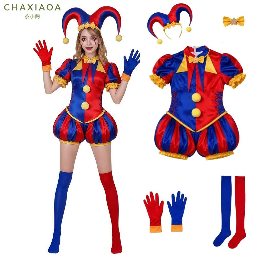 Hot The Amazing Digital Circus Pomni Cosplay Costume Women Clown Jester Outfit Full Set Halloween Carnival Stage Fancy Dress
Hot The Amazing Digital Circus Pomni Cosplay Costume Women Clown Jester Outfit Full Set Halloween Carnival Stage Fancy Dress