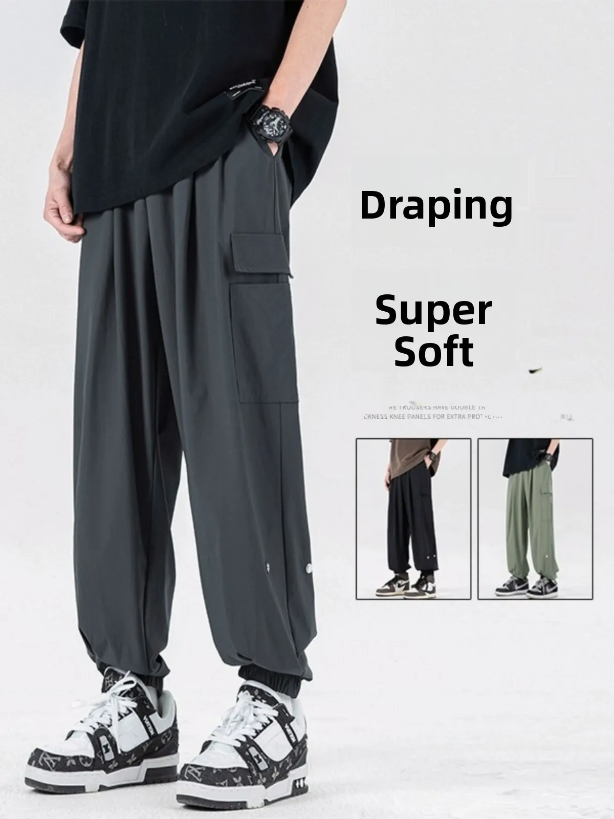 Ice Silk Casual Pants Men's Summer Drapey Nine Points Cuffed Thin Faion Loose Student Sports Trousers Loose Fit Youthful
Ice Silk Casual Pants Men's Summer Drapey Nine Points Cuffed Thin Faion Loose Student Sports Trousers Loose Fit Youthful
