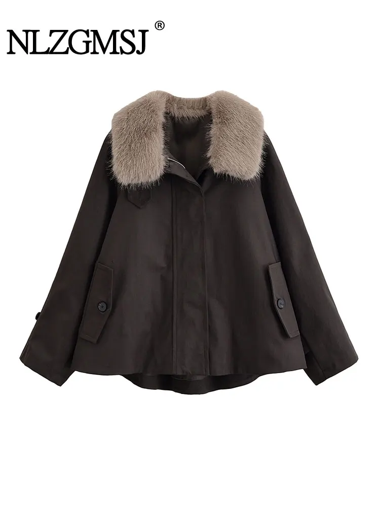 Nlzgmsj Autumn Vintage Casual Chic Brown Women Overcoat Fur Collar Jackets New Fashion Coats
Nlzgmsj Autumn Vintage Casual Chic Brown Women Overcoat Fur Collar Jackets New Fashion Coats
