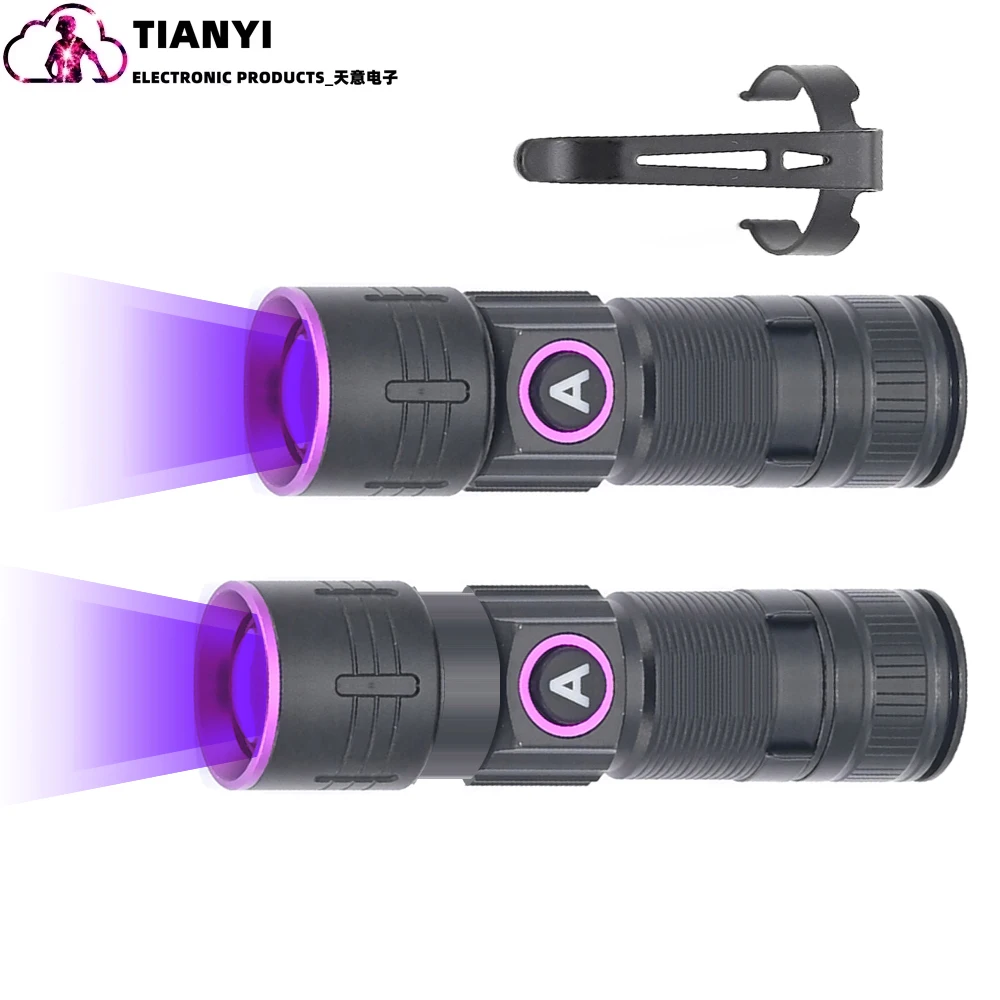 395/365nm Zoom UV Flashlight USB Rechargeable UV Lamp Mineral Coin Pet Urinary Tinea Mineral Ink Drying Machine Fluorescence Det
395/365nm Zoom UV Flashlight USB Rechargeable UV Lamp Mineral Coin Pet Urinary Tinea Mineral Ink Drying Machine Fluorescence Det