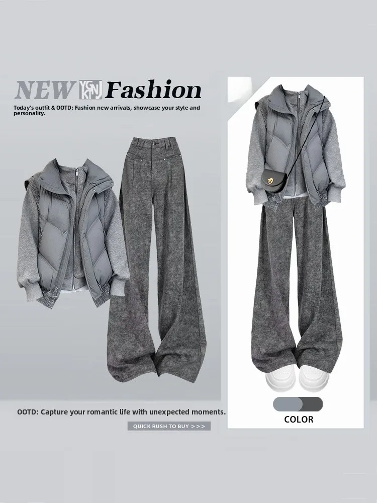 plus Size Winter Layering Set Women's Korean Lazy Style Stand Collar Sweatshirt Cotton Jacket Vest Casual Straight Leg Pants ...
plus Size Winter Layering Set Women's Korean Lazy Style Stand Collar Sweatshirt Cotton Jacket Vest Casual Straight Leg Pants ...