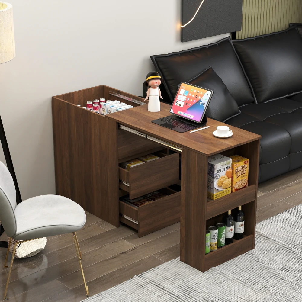 Modern Corner Computer Desk with Drawers & Extendable Table - Home Office Storage Study Workstation