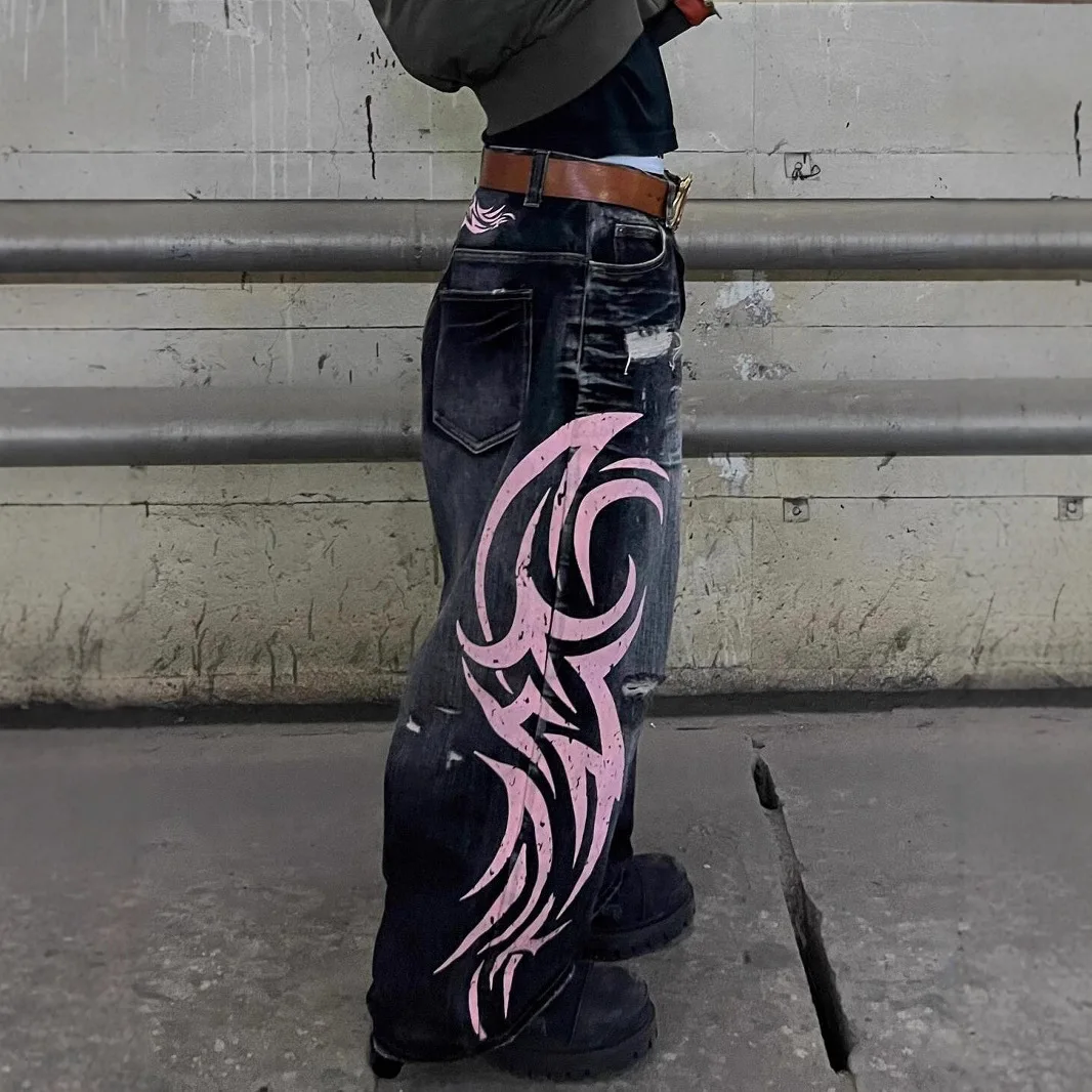 Washed American Pattern Casual Baggy Jeans High Waist Straight Leg Denim Pants Wide Leg Long Trousers for Women
Washed American Pattern Casual Baggy Jeans High Waist Straight Leg Denim Pants Wide Leg Long Trousers for Women