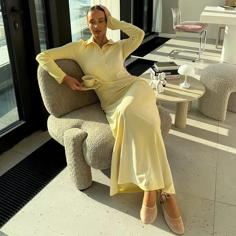 DriftWear Solid Color Lapel Single Button Slim Fit Long Sleeve Dress - Loose Casual Office Wear Women's Outfit 2025 Long Dresses
DriftWear Solid Color Lapel Single Button Slim Fit Long Sleeve Dress - Loose Casual Office Wear Women's Outfit 2025 Long Dresses