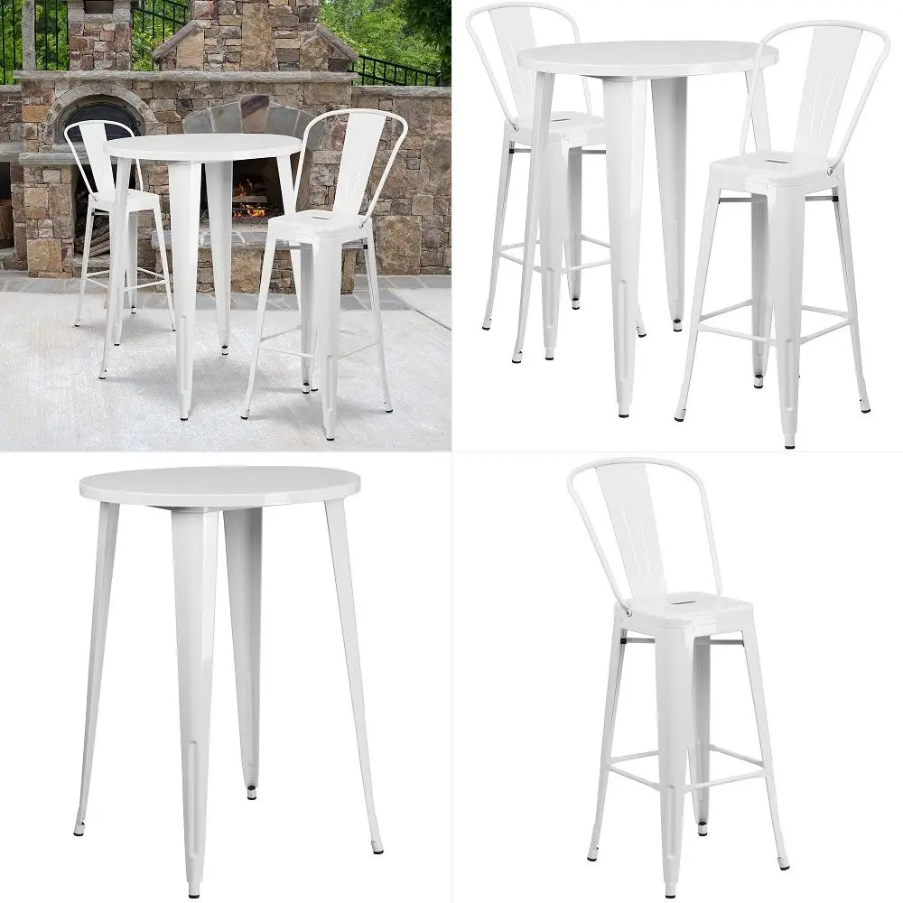 Commercial 30 Round White Metal IndoorOutdoor Bar Table Set2 Cafe Stools
Commercial 30 Round White Metal IndoorOutdoor Bar Table Set2 Cafe Stools