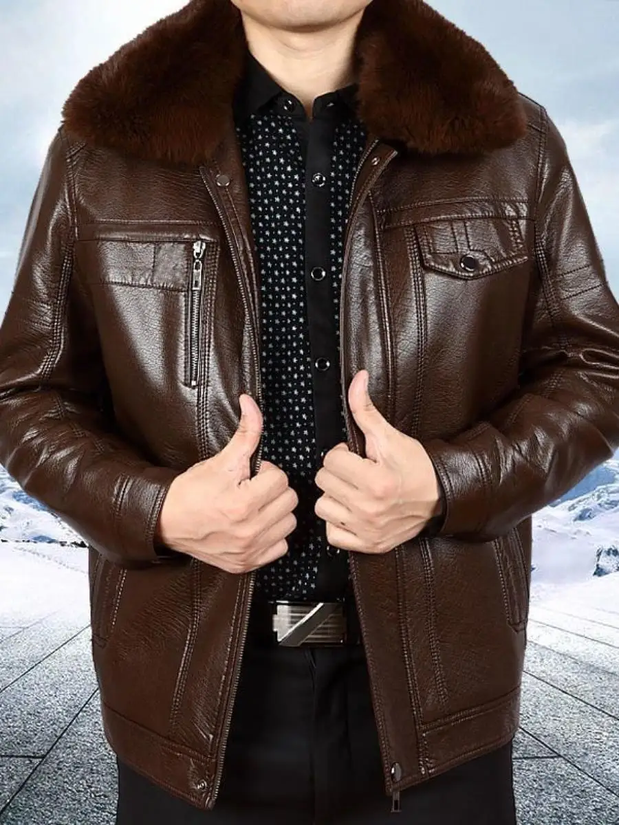 Warm Thiened Fce Lined Loose Fit Winter Jaet Men's Dad Sle Leather Coat ly Trendy Outerwear Real Leather Jaet
Warm Thiened Fce Lined Loose Fit Winter Jaet Men's Dad Sle Leather Coat ly Trendy Outerwear Real Leather Jaet