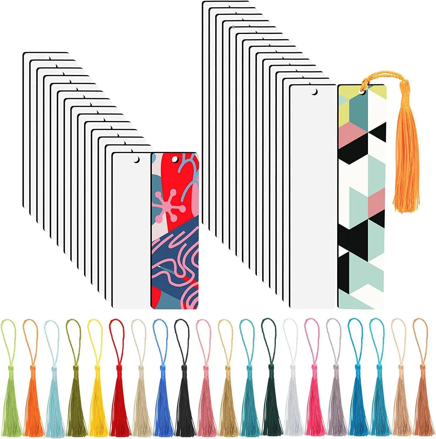 50 pcs Sublimation Blank Bookmarks Aluminum Metal Sublimation Bookmark Double Side BlankWith Hole and Colorful Tassels
50 pcs Sublimation Blank Bookmarks Aluminum Metal Sublimation Bookmark Double Side BlankWith Hole and Colorful Tassels