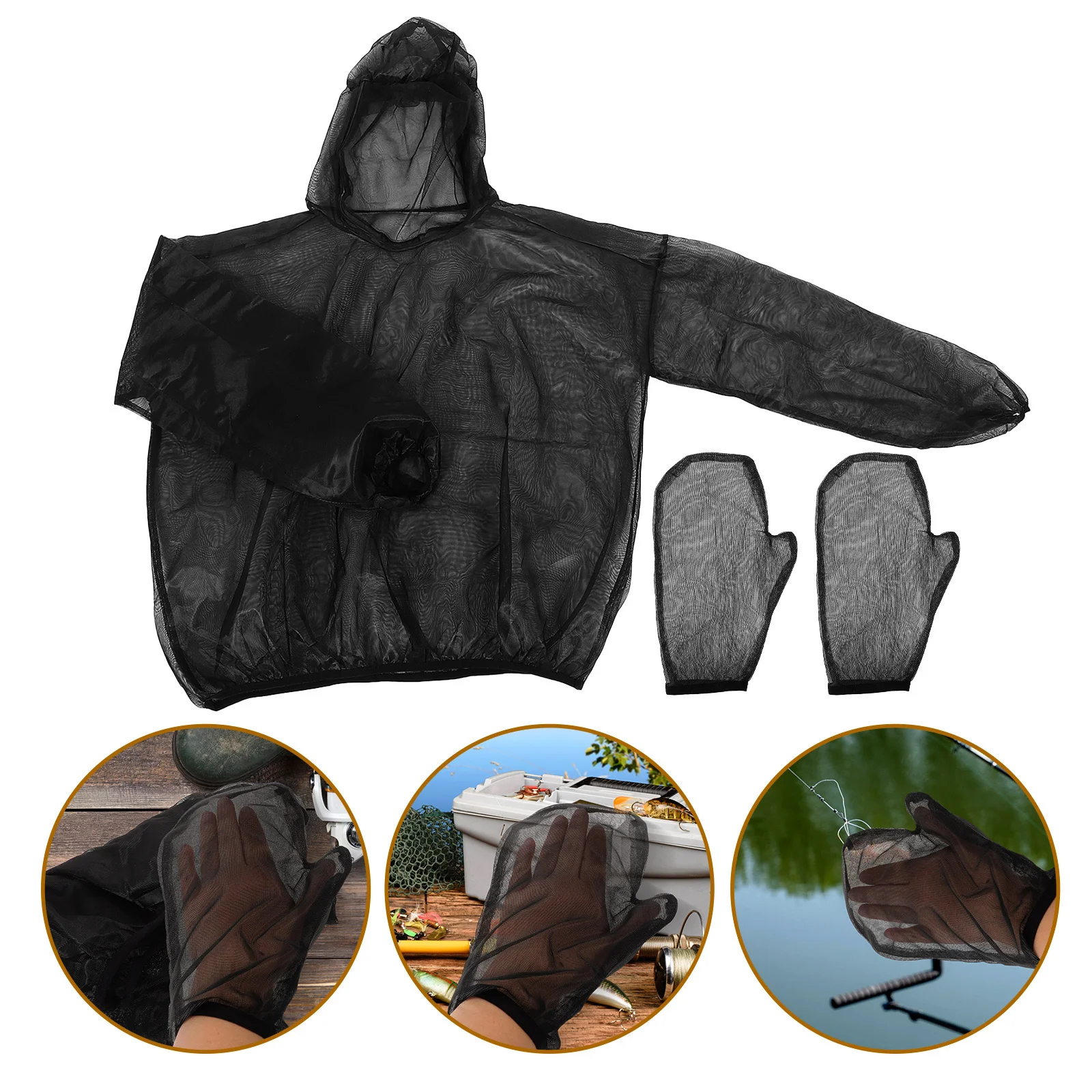 1Set Anti-Insect Outdoor Mesh Clothing Set Lightweight Portable Prevention Suit with Gloves for Bee Feeding Hiking Fishing